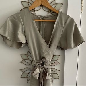 Silky Handmade Sage Wrap Dress